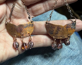 Artisan, iridescent Champaign, large chandaier earrings, unique handmade