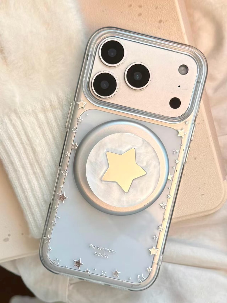 Magnetism Display Lettering Elegant Clear Star Phone Case, Chic Halo Magnetic Mirror Stand ...