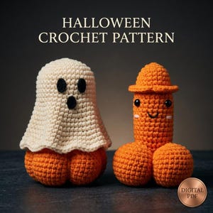 Halloween-spökpumpa-virkmönster, Amigurumi Duo Nybörjare PDF, Digital Nedladdning