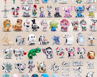 Pandora-kompatible Charm-Perlen | Disney-inspirierte Cartoon-Tier-Anhänger aus Muranoglas für Pandora-Armbänder – Geschenk für Sie