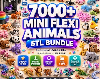 7000+ Mini Flexi Animals STL Bundle | Articulated Print-in-Place Models (Commercial Use)