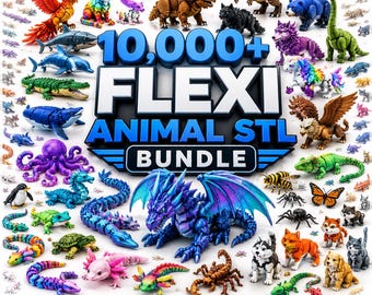 10,000+ Flexi Animal STL Bundle | Articulated 3D Print Files | Dragons, Dinosaurs, Sea Life, Fantasy & Fidget Toys | personal Commercial Use