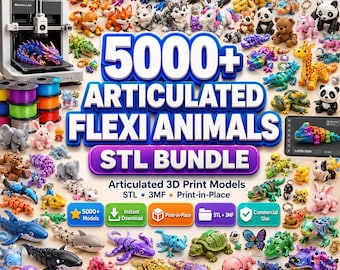 5000+ Articulated Flexi Animals STL & 3MF Bundle | Print in Place 3D Print Files | Cute Animal Keychains | Commercial Use