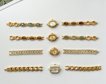 Custom Bracelet Watch, Choose Your Dial & Band, Personalized Gold Watch with Gemstone Band, Made to Order Gift for Her