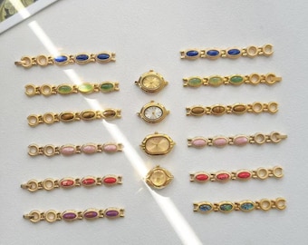 Custom Watch Bracelet, Choose Your Dial & Band, Personalized Gold Watch with Gemstone Band,Vintage Womens Wristwatch,Gift for Her