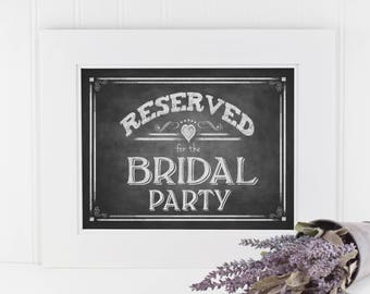 Wedding Seating Sign, Reserved Seating for Bridal Party, Wedding Party Seating Signage, Chalkboard Wedding Sign, Rustic Wedding Signs