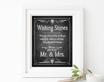 Wedding Decorations, Wedding Sign, | PRINTED Wishing Stones Ceremony Sign, Wedding Signs, Chalkboard Wedding Sign, Boho Wedding, Rustic Sign