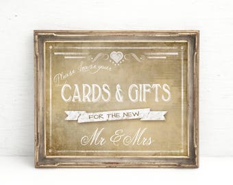 Wedding Cards Table Sign | PRINTED Wedding Decorations, Gifts table, Cards and Gifts sign, Country Wedding Sign, Cards & Gifts for Mr Mrs