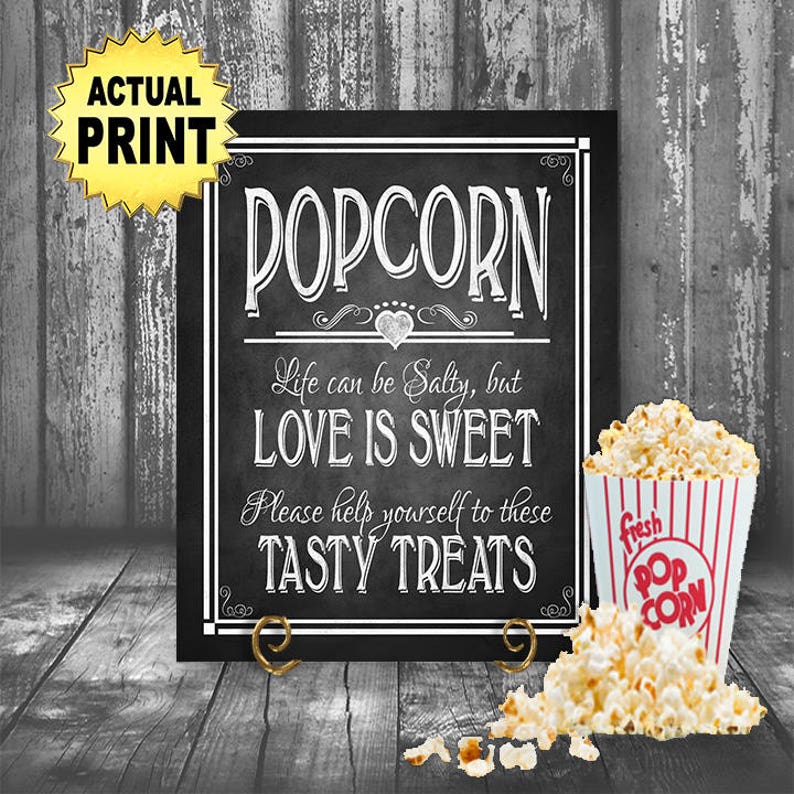 Printed Popcorn Wedding Sign Life Can Be Salty Love is Sweet Etsy
