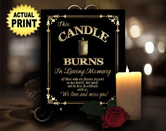 Wedding memorial sign | PRINTED This candle burns in loving memory, memorial candle wedding sign, wedding signage, memory table, 1920s signs