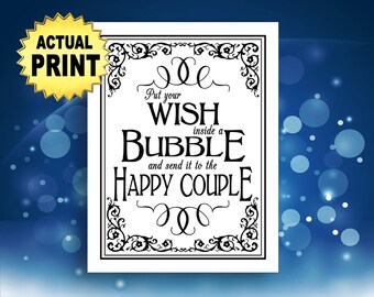 Wedding Bubbles Sign, Black and white wedding signs, Wish inside a bubble for the happy couple wedding signage, traditional wedding sign