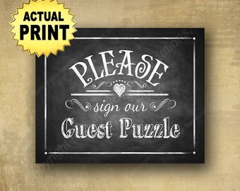 Wedding Puzzle guestbook, sign our puzzle, signature puzzle, rustic wedding sign, chalkboard wedding signs, sign our puzzle wedding print