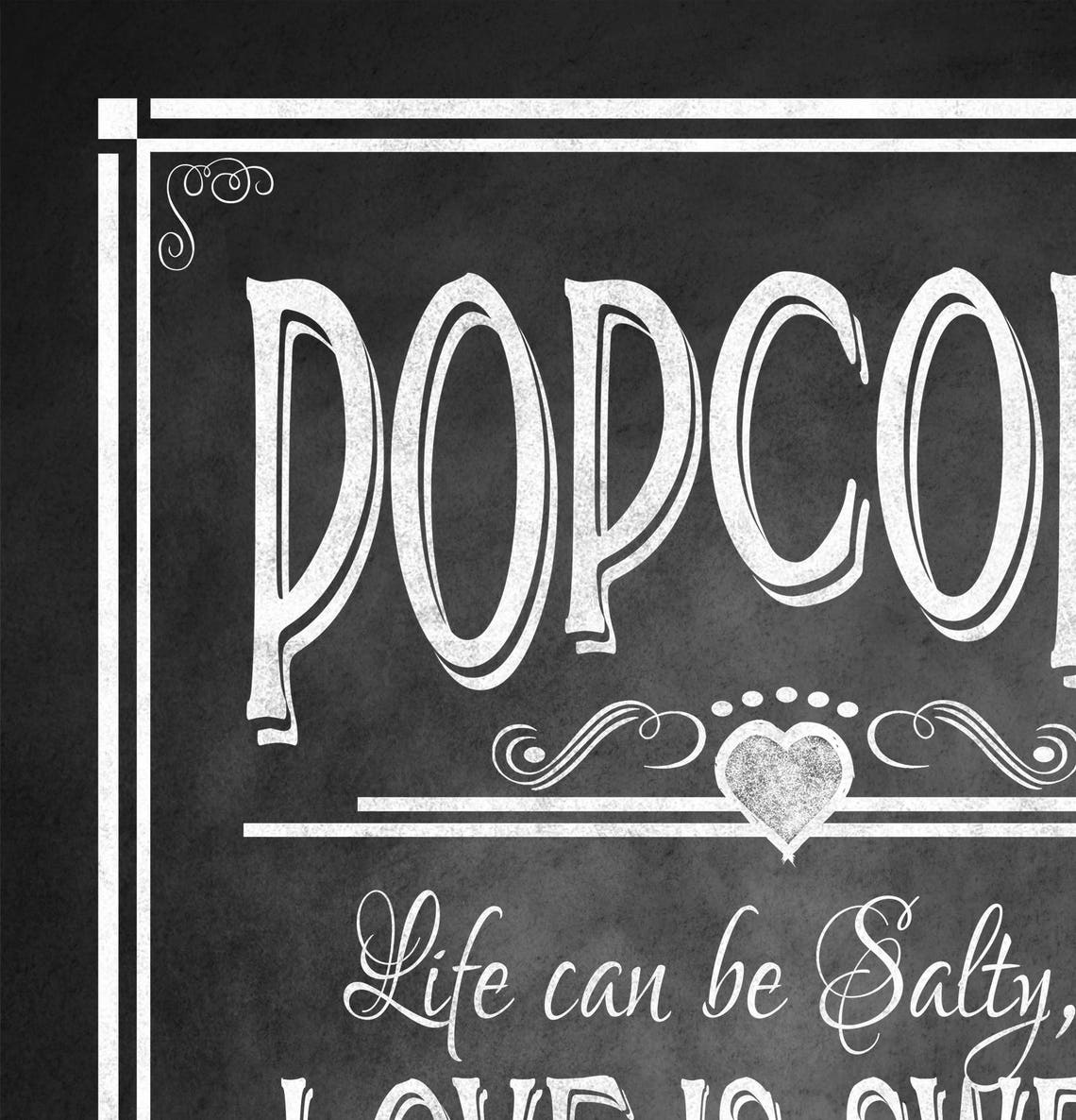 Printed Popcorn Wedding Sign Life Can Be Salty Love is Sweet Etsy
