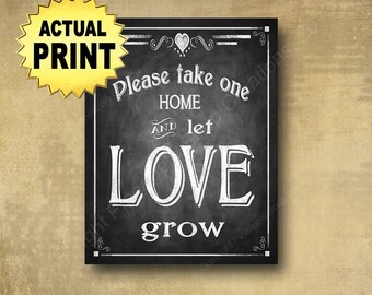 LET LOVE GROW wedding sign, shower favors sign, plant favors, seed packet favors, wedding seed packets, chalkboard wedding favors sign