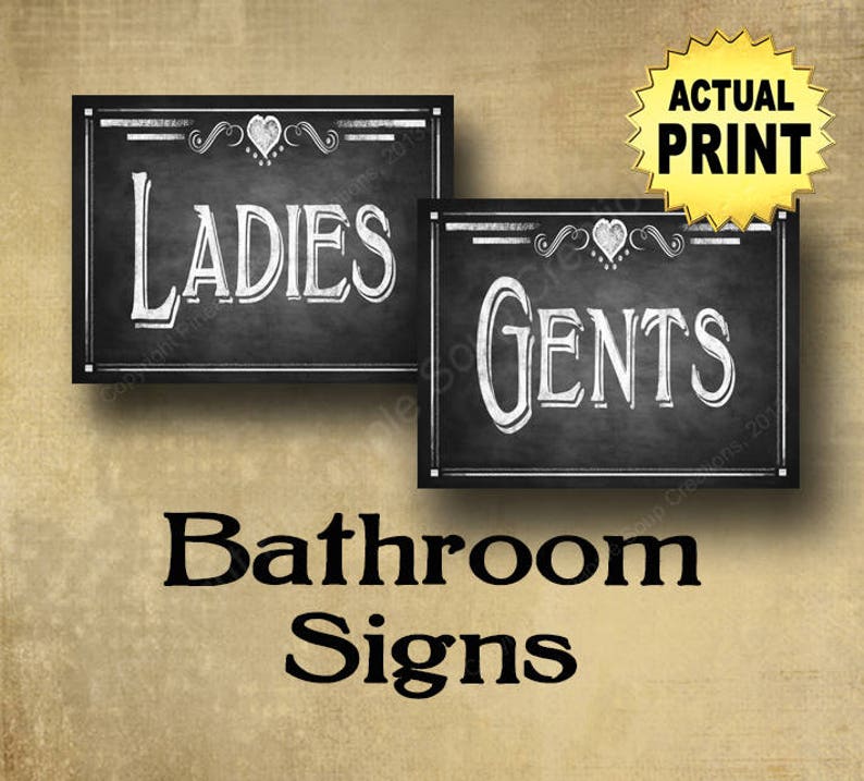 Bathroom Signs Restroom Signs Toilet Signs Ladies and Gents Etsy