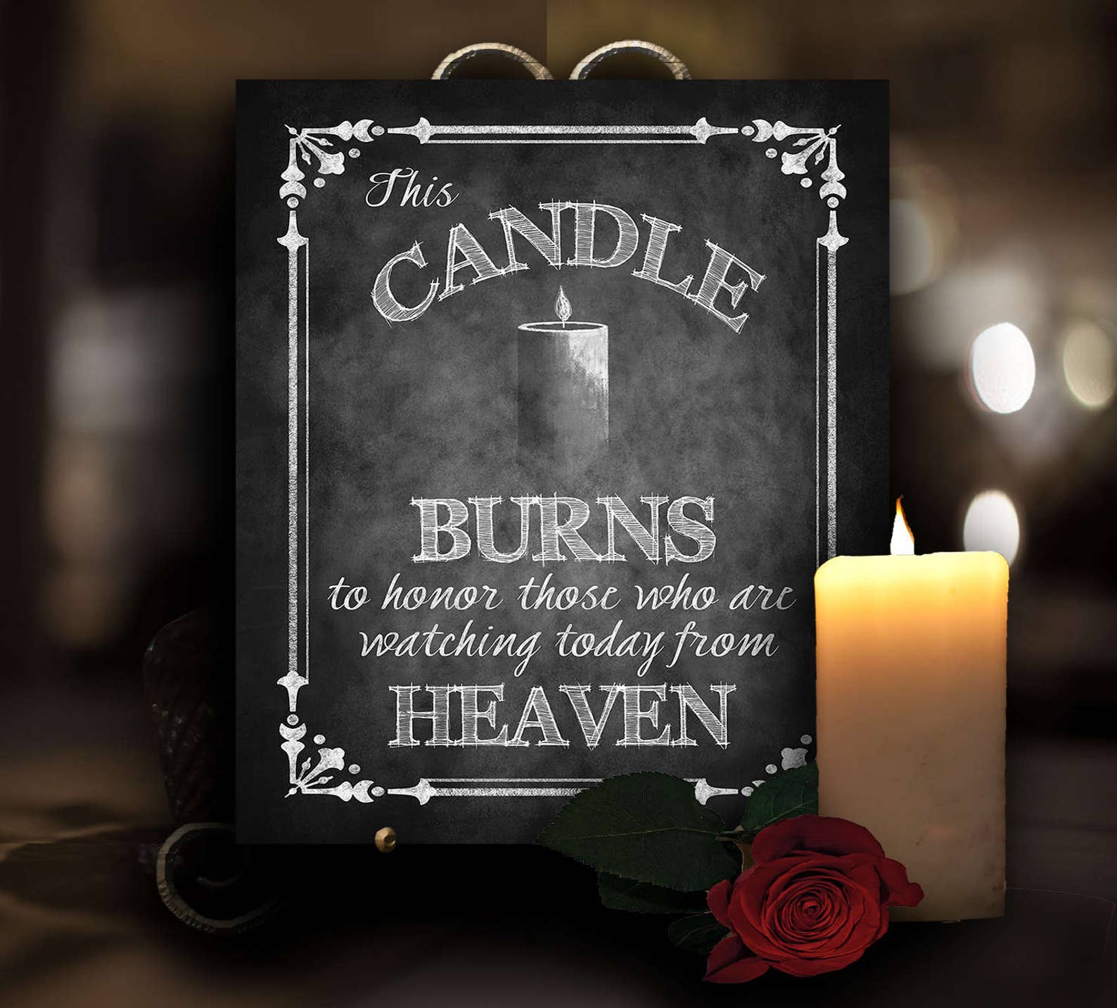 Wedding Memorial Candle Sign PRINTED Watching From Heaven Etsy