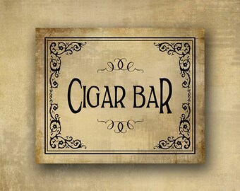 PRINTED Cigar Bar sign for your wedding, baby shower or New Years celebrations - 5x7 CLEARANCE SALE