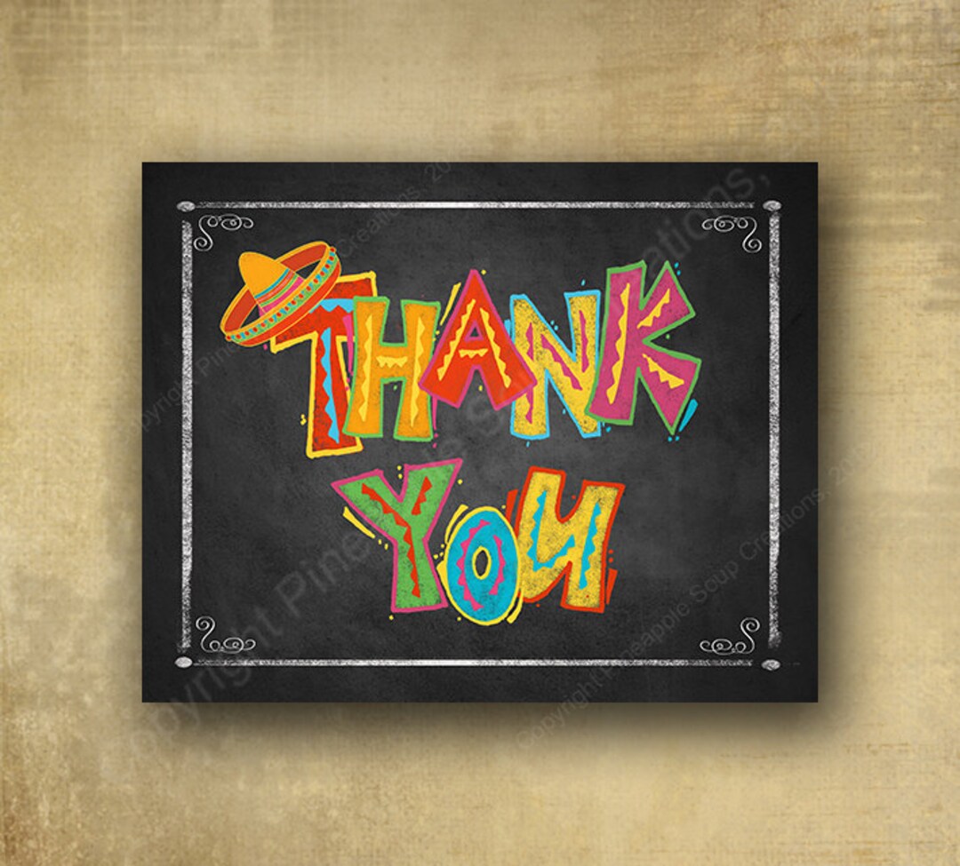 Thank You Rhea Sign Buy Thank You Sign, Printed Thank You Sign, Fiesta Signage, Wedding ...