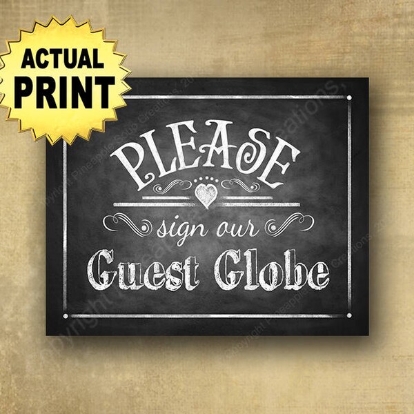 Guest Globe Sign | PRINTED Wedding Signs, Globe Guest Book, Guest Globe Sign, Sign our guest GLOBE Wedding sign, chalkboard wedding signage