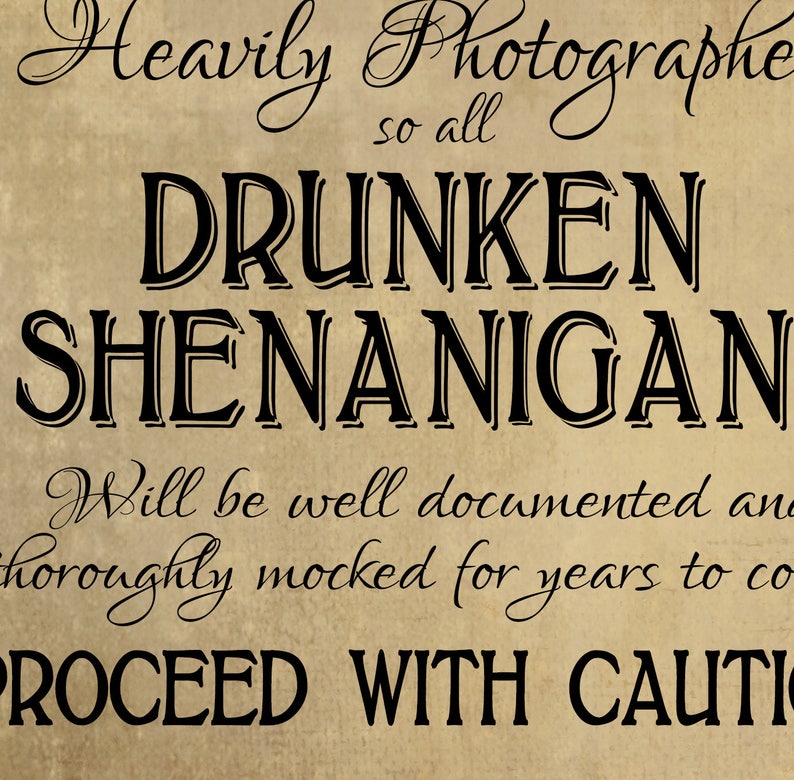 Drunken Shenanigans Open Bar Wedding Sign PRINTED Sign Etsy