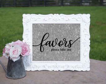 CLEARANCE Sale - Favors Sign | PRINTED Wedding sign, Galvanized Looking Party Decor, Wedding Signage, Party Decorations for Outdoor Wedding