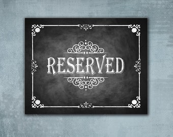 Chalkboard Style Printed RESERVED signs | Printed Wedding Signs, Reserved Seating Signs, Special Event Signage - CLEARANCE