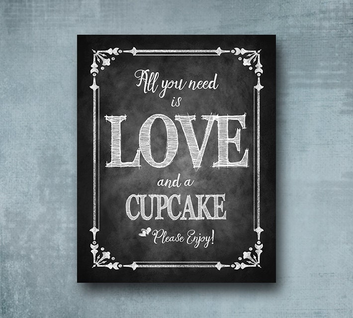 Download All you need is Love and a Cupcake printed wedding sign