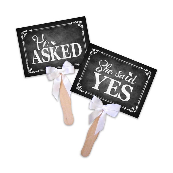 He asked, She said Yes Engagement Signs, engagement props, photo props, engagement sign, save the date photo props, engagement announcement