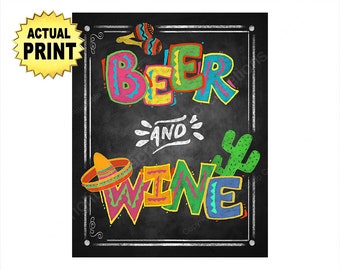 PRINTED Beer and Wine Sign | Wedding Fiesta Sign, Fiesta Party Decorations, Chalkboard Fiesta Sign, Mexican Bar Sign, Fiesta party signage