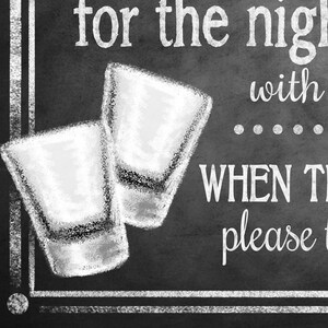 Shot Glass wedding favors sign, Shot Glass favor sign, rustic wedding, barn wedding signs, Grab your shot glass, Chalkboard Wedding sign image 4