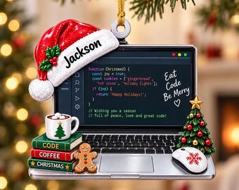 Personalized Programmer Ornament, Custom Name Christmas Gift for Coder, Software Developer Laptop Ornament, Coding Keepsake BP-992