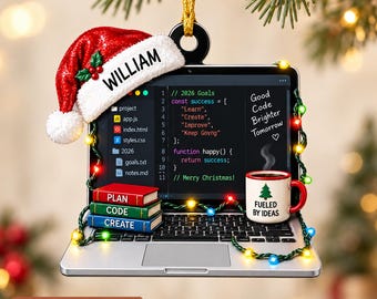 Personalized Programmer Ornament, Custom Name Coder Christmas Gift, Software Developer Laptop Ornament, Coding Keepsake BP-989