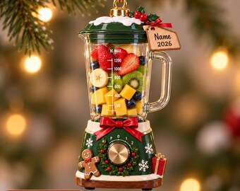 Personalized Blender Christmas Ornament, Custom Name & Year Smoothie Ornament, Kitchen Lover Gift, Home Cook Holiday Keepsake NH-219