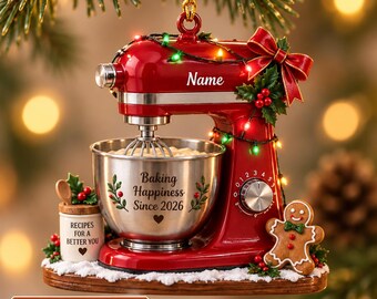 Personalized Stand Mixer Christmas Ornament, Custom Name Baker Ornament, Home Baker Gift, Baking Lover Holiday Keepsake NH-217