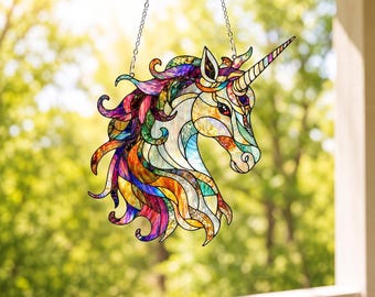 Colorful Unicorn Suncatcher, Fantasy Window Hanging, Unicorn Lover Gift, Magical Home Decor, Whimsical Window Art, NH-86