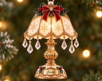 Personalized Vintage Lamp Christmas Ornament, Custom Name Table Lamp Ornament, Home Decor Lover Gift, Elegant Holiday Keepsake NH-213