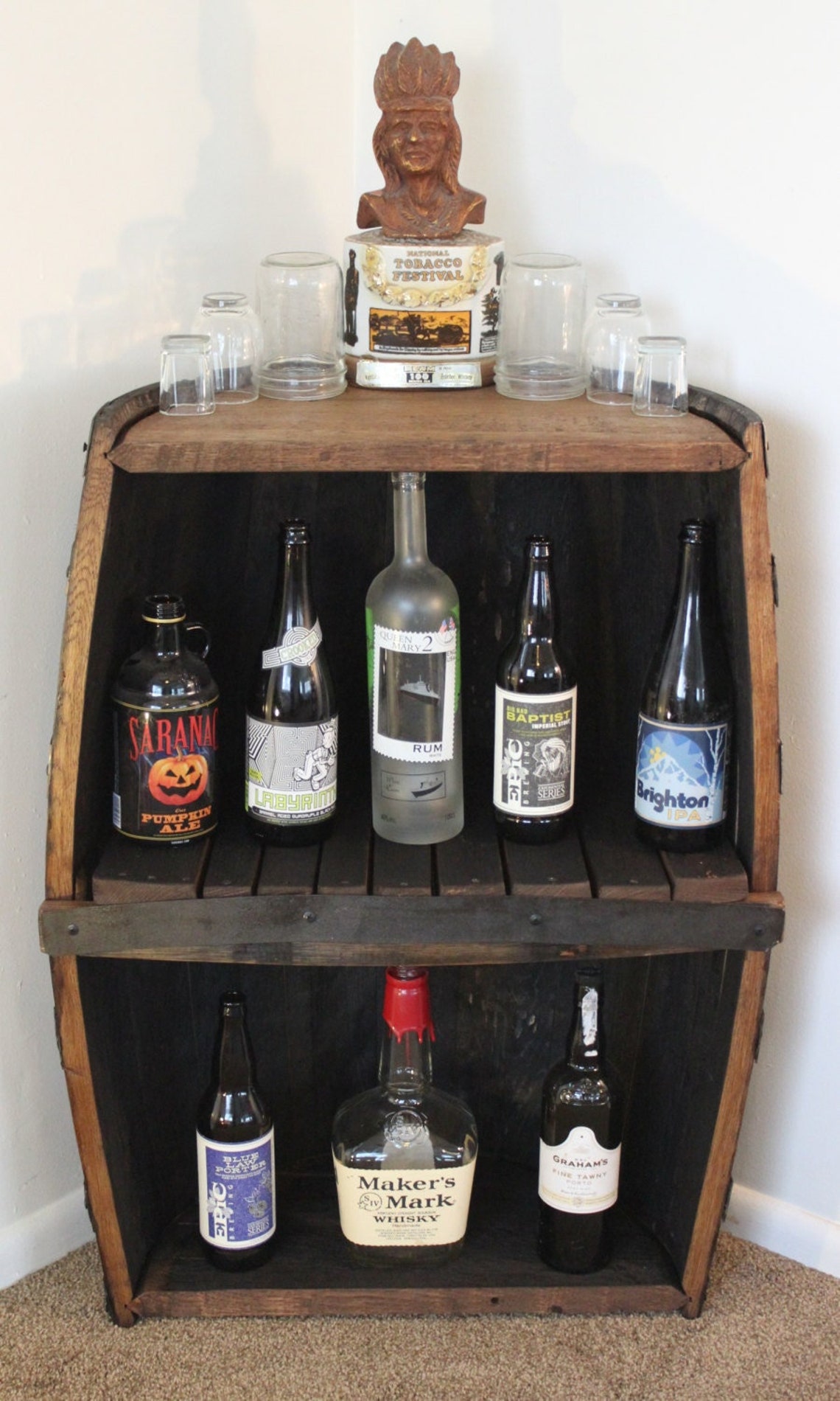 Whiskey Barrel Storage Shelf & Whiskey Barrel Bar Option. Etsy