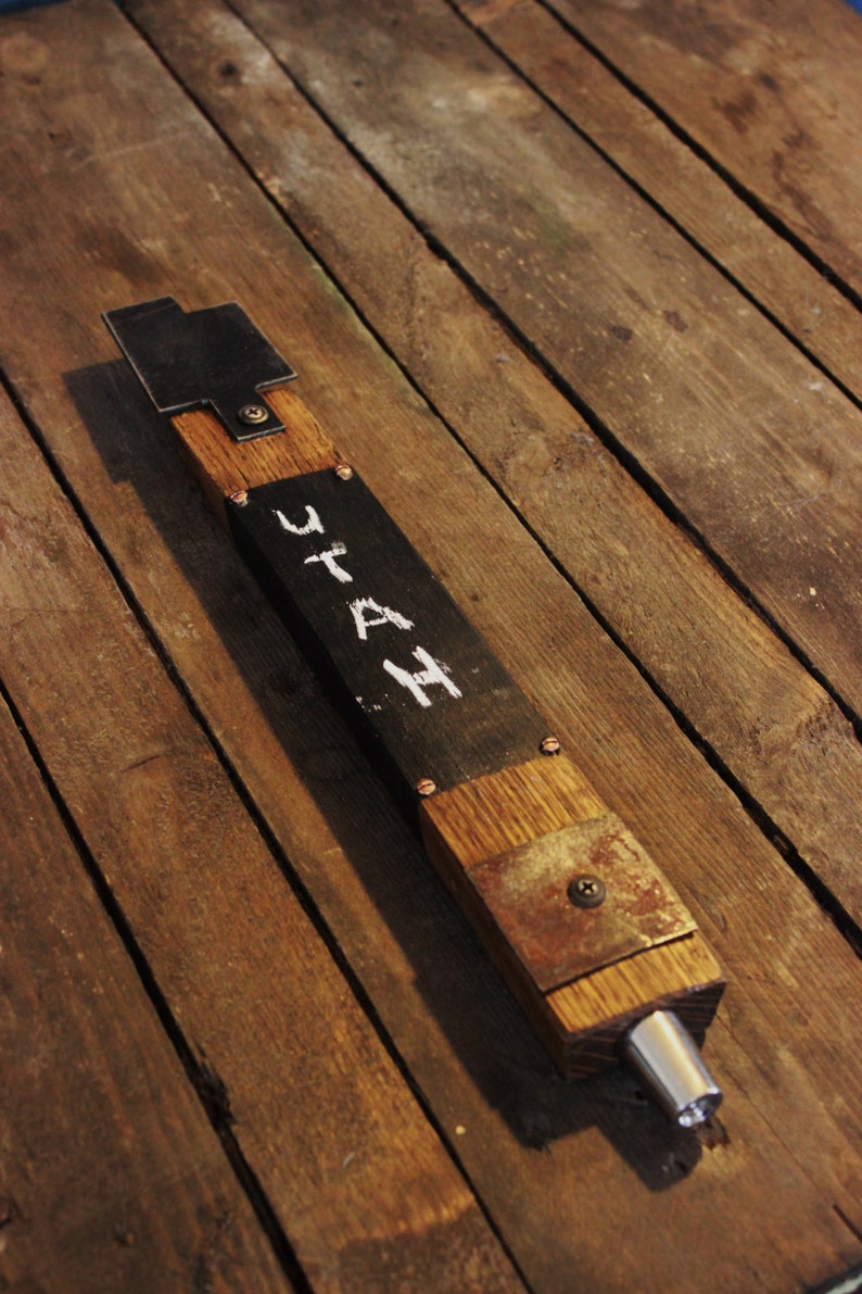 Utah Custom Whiskey Barrel Stave Beer Tap Handle Metal Top Etsy