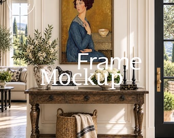 French Country Entryway Frame Mockup, Vertical Gold Interior (PSD)