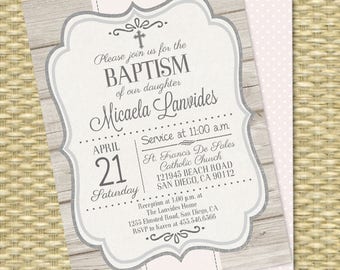 Rustic Baptism Invitation, Baby Boy Baptism Invite, Grey and White Baptism Invitations, First Communion Invitation, Confirmation Invitation