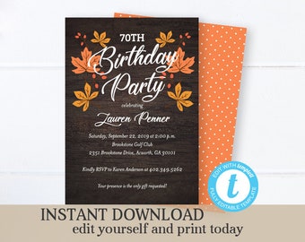 fall birthday invite etsy