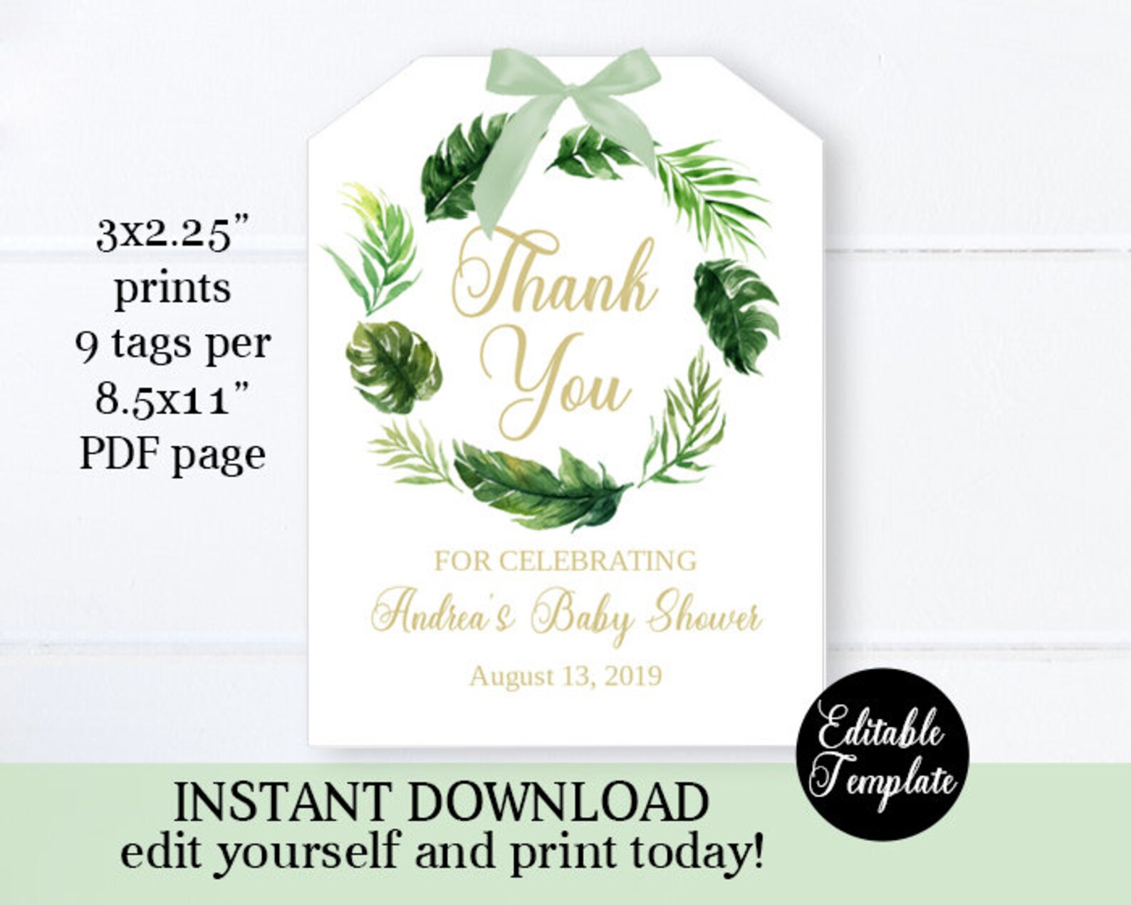 Tropical Baby Shower Pennant Banner Printable File Editable | Etsy