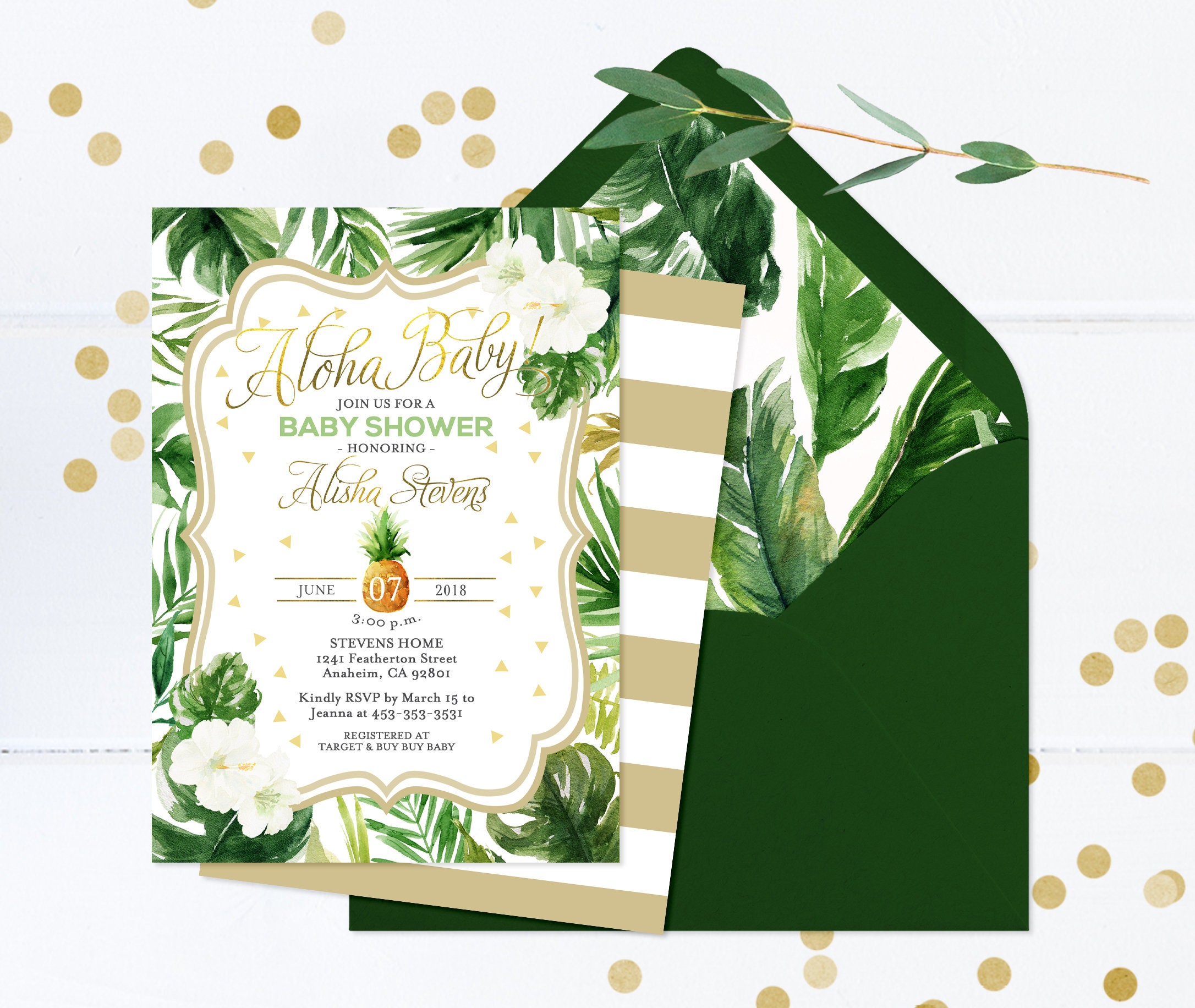 Aloha Baby Boy Shower Invitation Baby Shower Luau Invitation Etsy