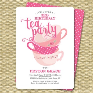 Birthday Tea Party Invitations Birthday Tea Party Invitation Birthday Tea Party 1st Birthday Tea for Two Any Age Tea Party