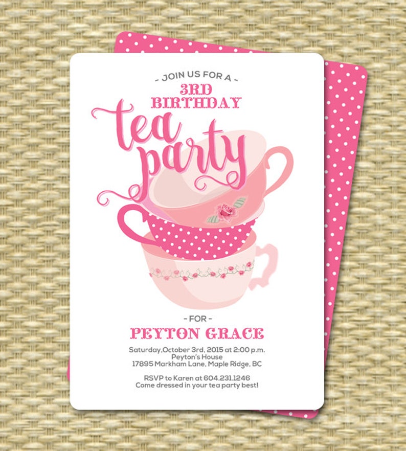 Birthday Tea Party Invitations Birthday Tea Party Invitation Etsy