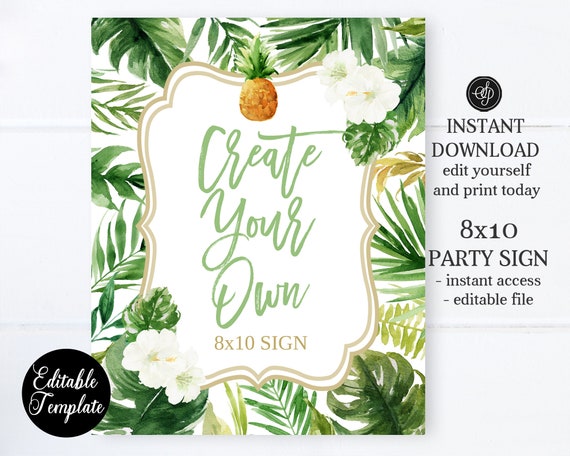 Aloha Baby Shower Sign 8x10, Tropical Baby Shower Sign, Create Your Own Sign, Editable Template, Templett Sign, Hawaiian Baby, SP0038 Il_570xn