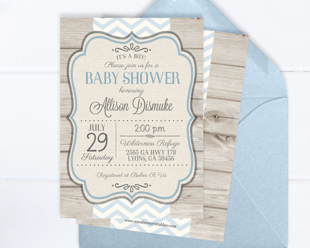 Rustic Baby Boy Shower Invitation Rustic Boy Baby Shower Etsy