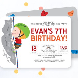 Rock Climbing Birthday Invitation Girls Rock Climbing Birthday Party Invite Rock Climbing Birthday Party You Rock Any Age image 2