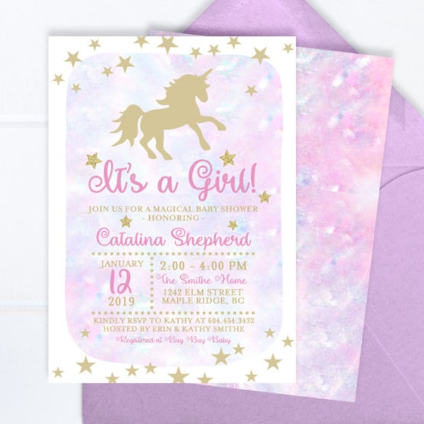 Unicorn Baby Shower Invitation Magical Unicorn Baby Shower Invitation Baby Shower Party Pastel Rainbow Baby Shower Invite Digital File