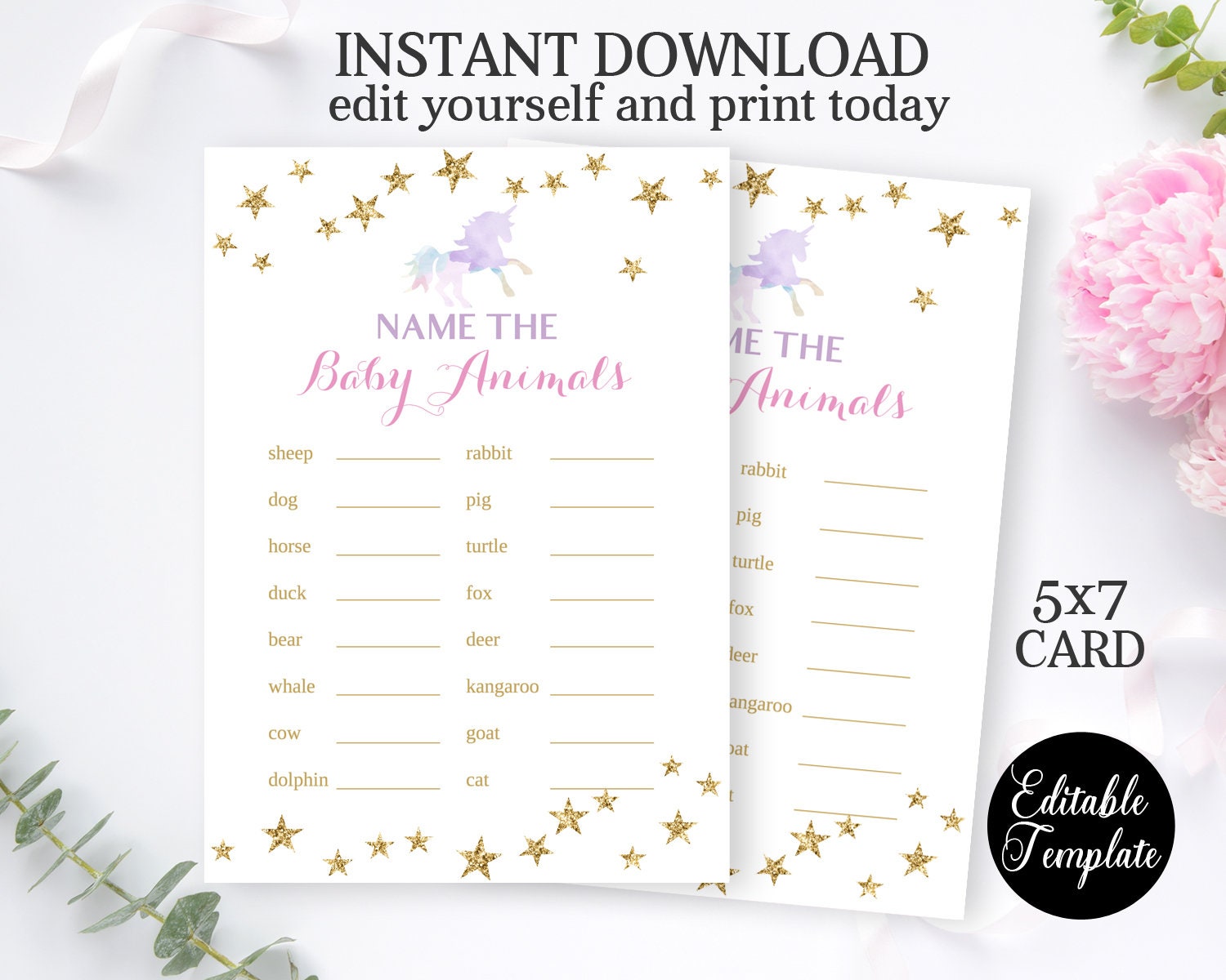 Printable Unicorn Baby Shower Game BUNDLE Six Printable Baby | Etsy